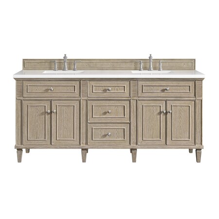James Martin Vanities 72'' Double Vanity, Whitewashed Oak w/ 3 CM White Zeus Quartz Top 424-V72-WWO-3WZ